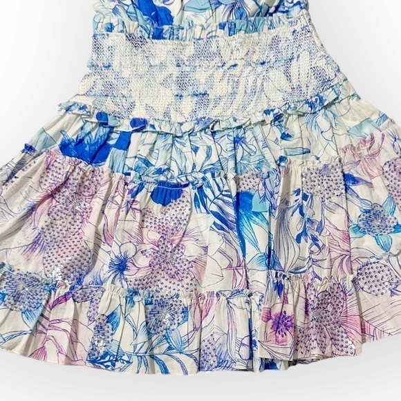 NWT Rococo Sand Amaya One Shoulder Floral Print Mini Dress, Size S, Color Blue - Picture 10 of 16